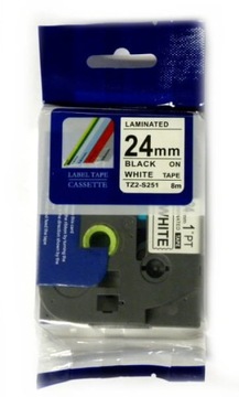 Taśma TZ2-S251 do Brother TZ-S251 TZe-S251 24mm biała mocny klej