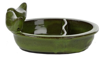 Poidełko i karmnik dla ptaków ceramiczne 2w1 ZIELONE