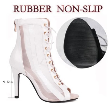 Женские шорты для танцев, туфли для латины из дышащей сетки на высоком каблуке