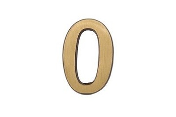 Cyfra 0 samoprzylepna 5cm mosiądz patyna