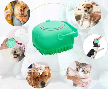 СИЛИКОНОВАЯ ЩЕТКА ДЛЯ МЫТЬЯ СОБАК И КОШЕК С ДОЗАТОРОМ ДЛЯ ШАМПУНЯ