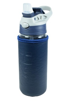 Szklany bidon/butelka na wodę 500ml ze SŁOMKĄ niebieska