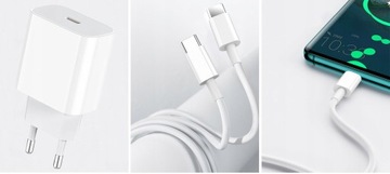 БЫСТРОЕ ЗАРЯДНОЕ УСТРОЙСТВО USB-C + КАБЕЛЬ ДЛИНОЙ 1 М ДЛЯ IPHONE IPAD