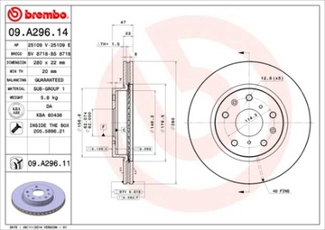 BREMBO ПЕРЕДНИЕ ТОРМОЗНЫЕ ДИСКИ 09.A296.11