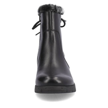 Rieker Y1350-00 черные утепленные ботинки на танкетке