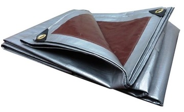 PLANDEKA 10x12m SREBRNA/BRĄZOWA 210g/m2 BARDZO GRUBA 12x10m
