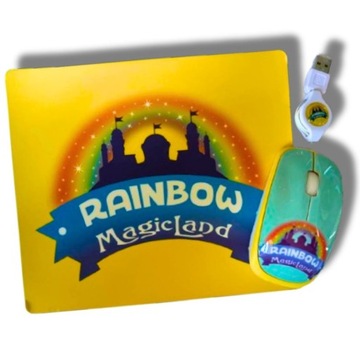 ZESTAW ERGONOMICZNA MYSZKA PRZEWODOWA OPTYCZNA + PODKŁADKA RAINBOW PREZENT