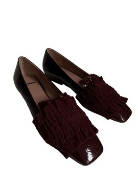 JIL SANDER бордовые лакированные балетки, размер 37