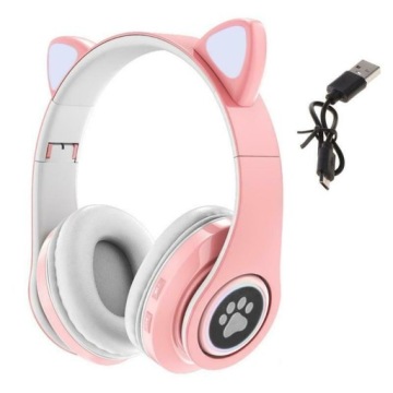 НАУШНИКИ ДЕТСКИЕ БЕСПРОВОДНЫЕ КОШАЧЬИ УШИ RGB Детские ИГРОВЫЕ