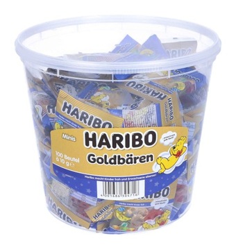 Haribo Żelki MINIS Złote Misie Dobranoc 1kg Owocowe Małe Paczuszki Wiaderko