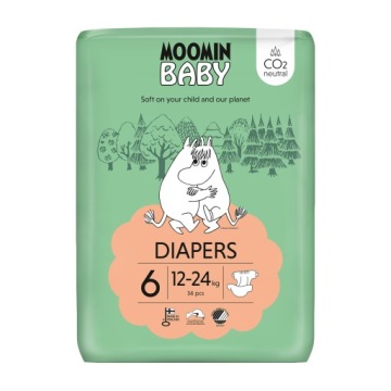 MOOMIN BABY Підгузки Підгузки екологічні 6(12-24 кг), гіпоалергенні,34 шт.