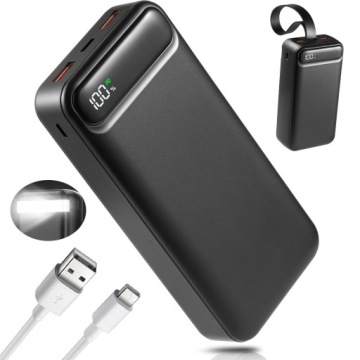Power Bank 50000 mAh 22,5W Rychlé nabíjení Usb-c Výkonný Qc displej LCD Led