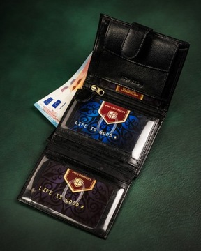 PETERSON duży męski portfel skórzany RFID pudełko