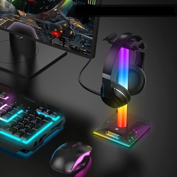 ПОДСТАВКА ДЛЯ НАУШНИКОВ RGB, УНИВЕРСАЛЬНЫЙ ДЕРЖАТЕЛЬ ДЛЯ ИГРОВЫХ НАУШНИКОВ НА СТОЛЕ