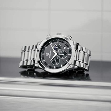 Benyar zegarek męski BY5160 czarny srebrna bransoleta