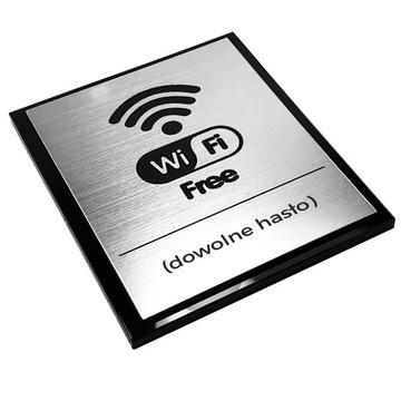 Piktogram wi-fi, srebrna tabliczka, DOWOLNY ZNAK, 8cm x 10,5cm