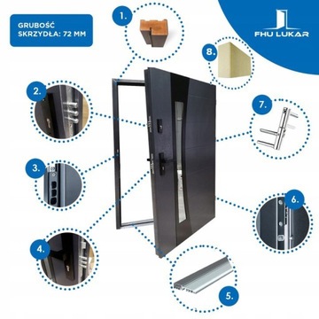 DRZWI STALOWE Z DOŚWIETLEM BOCZNYM DB INOX 16ZD5 BLACK PIANA UD 1,3