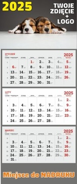 БОЛЬШИЕ ТРОЙНЫЕ календари на 2025 год с НАПЕЧАТАННЫМ ЛОГОТИПОМ и фотографией - 100 шт.
