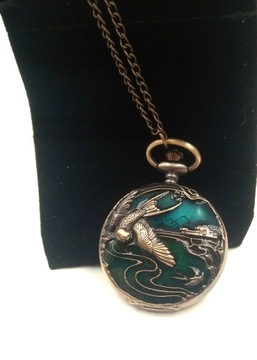 Карманные часы, открывающийся охотничий подарок, природа, птица, ястреб, охота