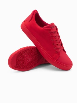 Buty męskie sneakersy z łączonych materiałów czerwone V3 OM-FOCS-0105 45