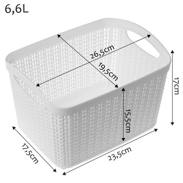 KOSZYK ORGANIZER POJEMNIK 6,6L PUDEŁKO DO PRZECHOWYWANIA BIAŁY ZESTAW 2 szt