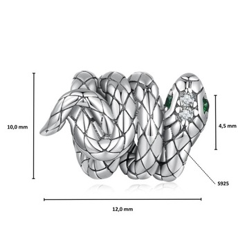 G706 Wąż kryształ srebrny charms koralik beads