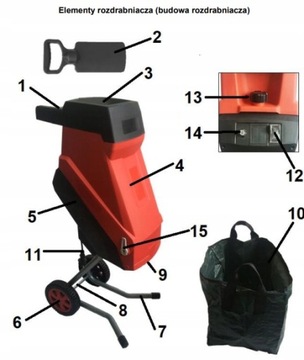ROZDRABNIACZ RĘBAK OGRODOWY GAŁĘZI KRZEWÓW + KOSZ - Idealny do Twojego