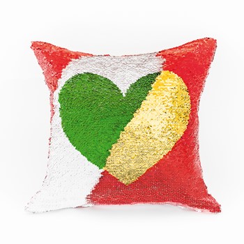 Poszewka HEART 40x40 kolor biały-złoty/czerwony-zi