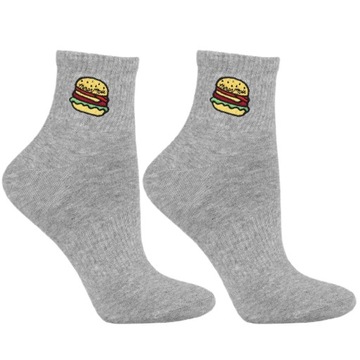 Skarpety damskie hamburger 35-38 śmieszne bawełniane kolorowe na prezent