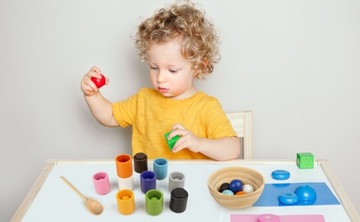 Деревянный набор из 27 предметов для обучения счету и сортировке цветов, игра Монтессори.