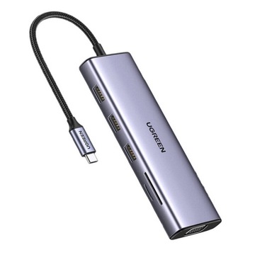 UGREEN ADAPTER 10W1 HUB USB DO 3X USB-A 3.0 HDMI VGA RJ45 SD/TF AUX 3.5MM