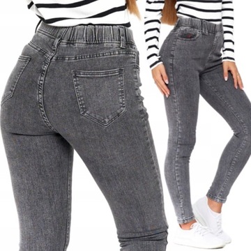 JEANSY damskie SKINNY z Wysokim Stanem Rurki Spodnie Jeansowe MORAJ L