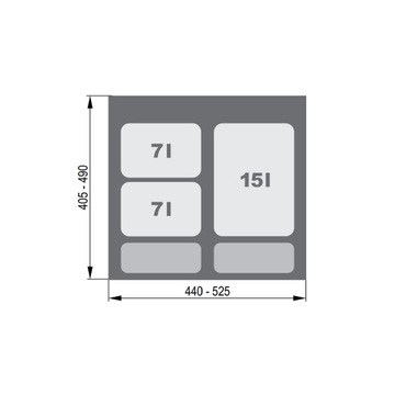 Сортировщик для мусорных баков PRAKTIKO для ящика 60 1x15+2x7L REJS