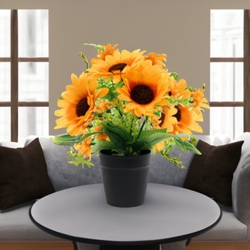 Искусственные цветы в горшке, подсолнухи, КРАСИВОЕ УКРАШЕНИЕ.
