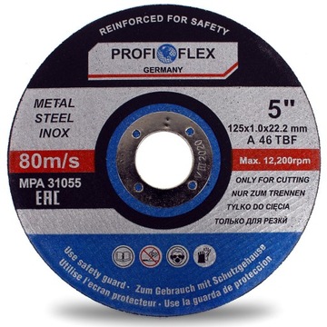 РЕЖНЫЕ ДИСКИ ПО МЕТАЛЛУ INOX 125x1 PROFIFLEX