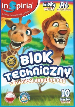 POLSKI BLOK TECHNICZNY śnieżno BIAŁY A4 170g 10k.