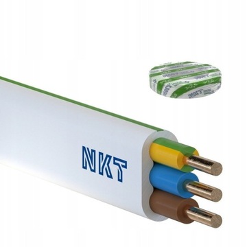 Przewód Kabel Płaski instalacyjny YDYp 3x2,5 NKT 450/750V 1m