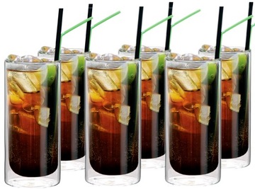 Szklanki Termiczne Wysokie do Napojów Drinków Cuba Libre 400ml Soków Wody 6