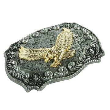 Klamra pasa w stylu zachodniego kowboja ze złotą, wypukłą klamrą w kształcie orła z trzpieniem