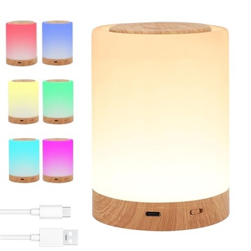 Lampa Stołowa Lampka Nocna Dotykowa Ściemniana 10KOL Timer