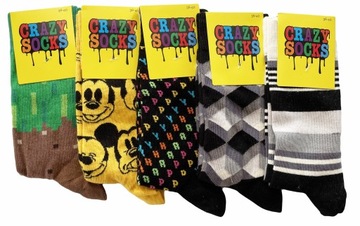 SKARPETY Crazy socks WYSOKIE 5pak KOLOROWE 36-40