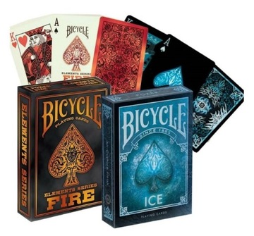 karty do gry Bicycle Ice & Fire dwie talie OGIEŃ I LÓD komplet w pudełki
