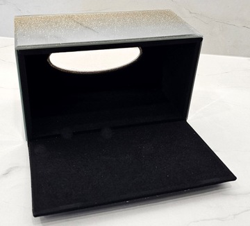 Зеркальный контейнер с блестками TICKET GLAMOUR перо 22x13x11см золото