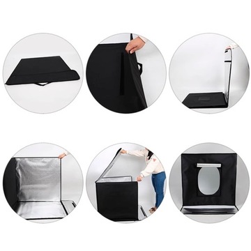 NAMIOT BEZCIENIOWY 45CM STUDIO DO FOTOGRAFII ZDJĘĆ LAMPY LED 5X TŁO PILOT