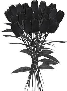 SZTUCZNE TULIPANY CZARNE ZESTAW 18SZT DŁUGIE 38CM PREMIUM