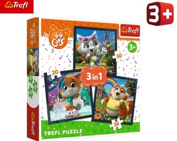 TREFL Puzzle 3W1 POZNAJ UROCZE KOCIAKI 44KOTY