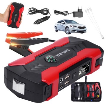 JUMP STARTER ROZRUCH BOOSTER POWERBANK POWER BANK LATARKA + KLEMY ZESTAW