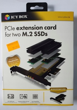 Карта расширения ICYBOX PCIe для 2 твердотельных накопителей M.2
