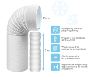 RURA DO KLIMATYZACJI PRZENOŚNEJ 13cm 3m BIAŁA
