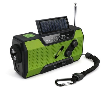FM/AM solar Radio z korba dynamo 2000mAh LED Latarka Powerbank USB